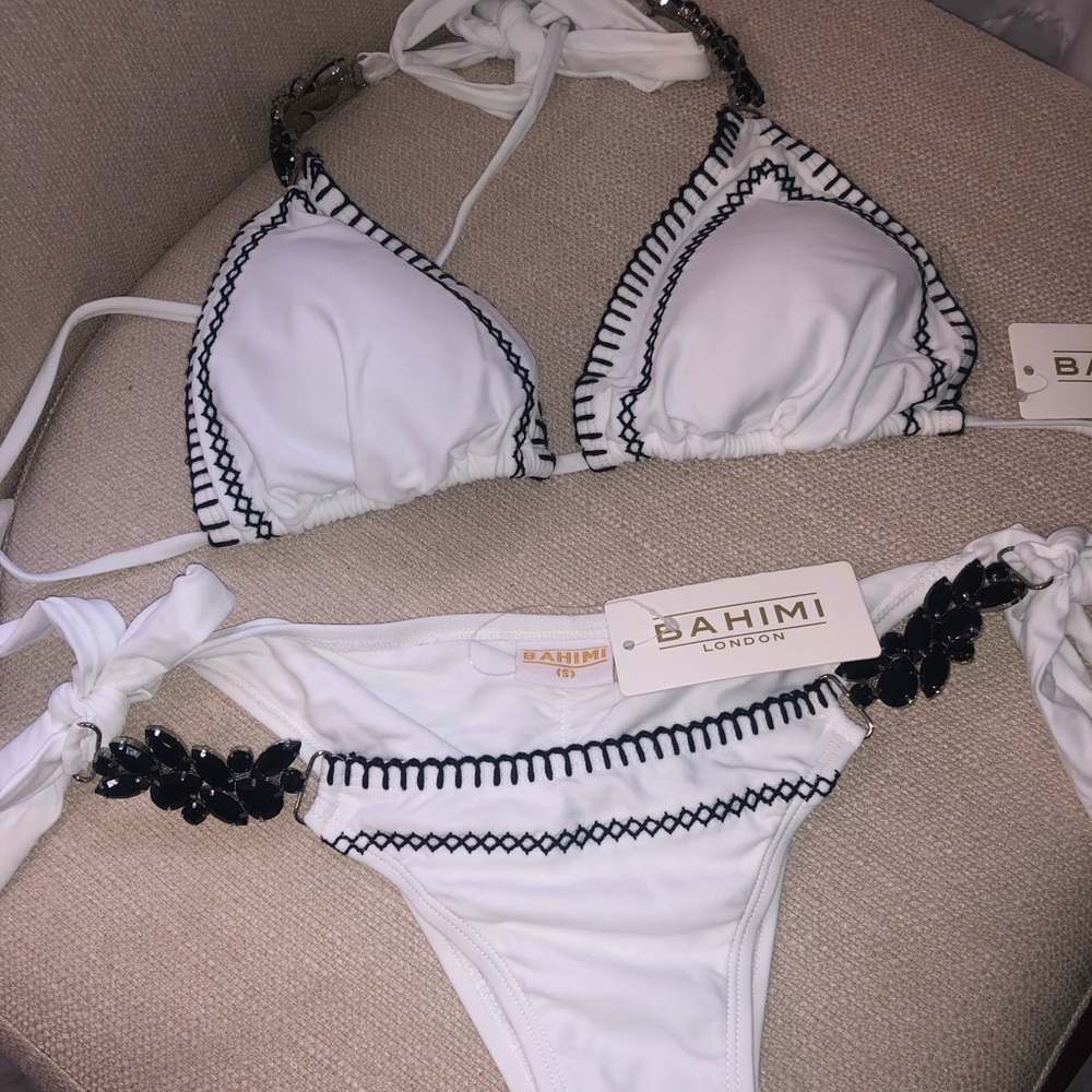 NWT bahimi white gem bikini